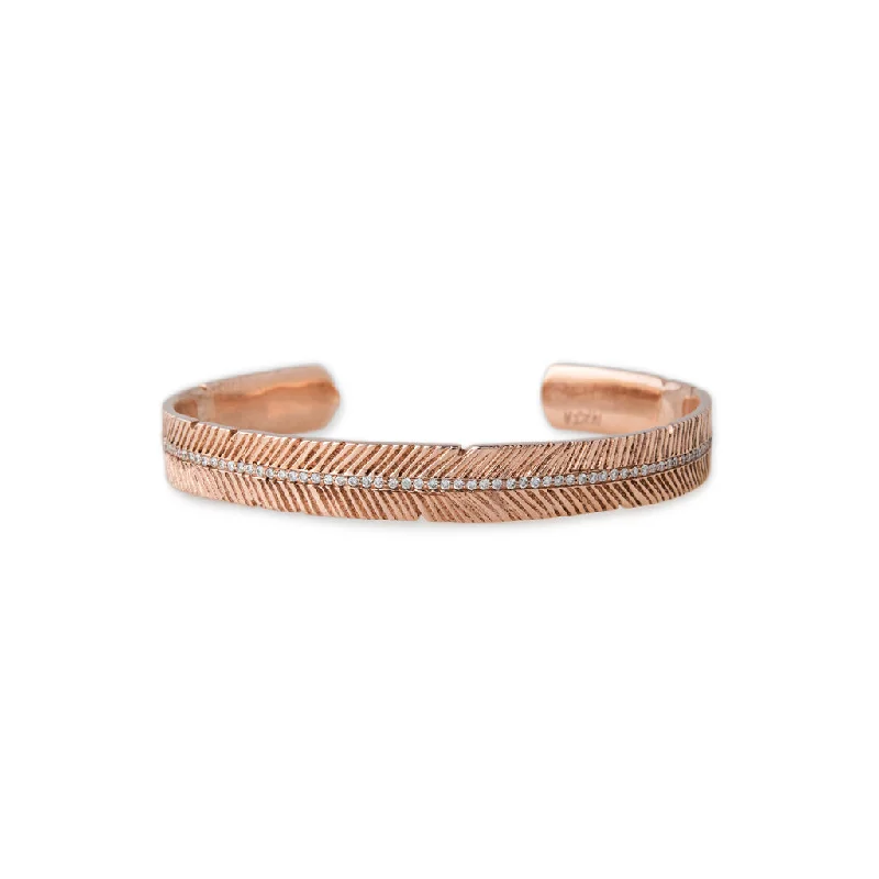 women’s heart-shaped bracelet-PAVE GOLD FEATHER CUFF