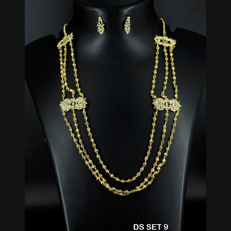 women’s casual necklace-Mahavir Forming Look Gold Plated beautiful Multi Layer Necklace Set  - DS SET 9