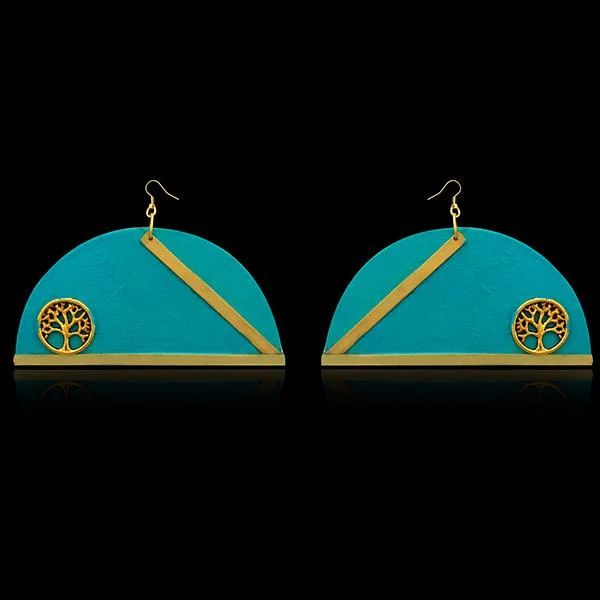 women’s turquoise earrings-Urthn Blue Gold Plated Dangler Earrings - 1313201B