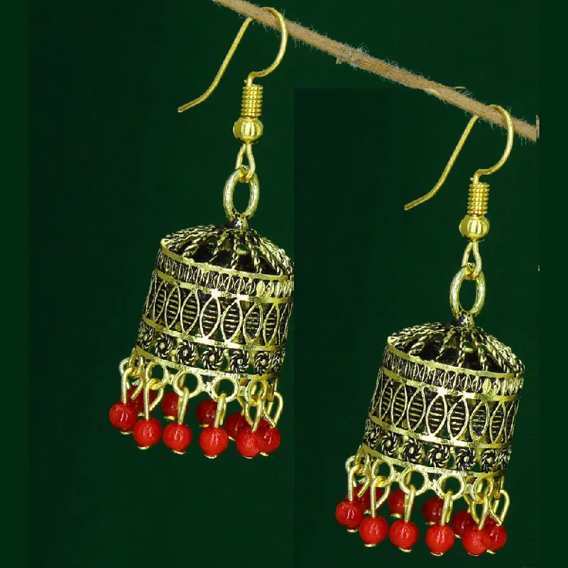 women’s bohemian earrings-Mahavir Antique Gold Plated Jhumki Earrings