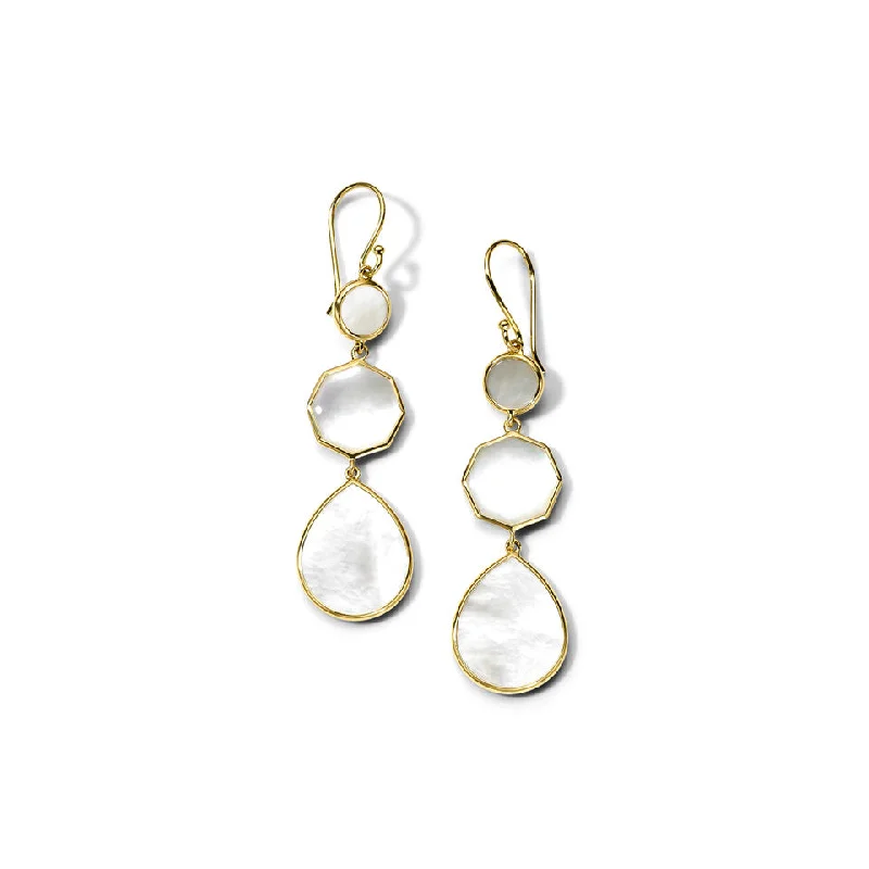 women’s wedding earrings-Mother of Pearl Polished Rock Candy Crazy 8's Earrings