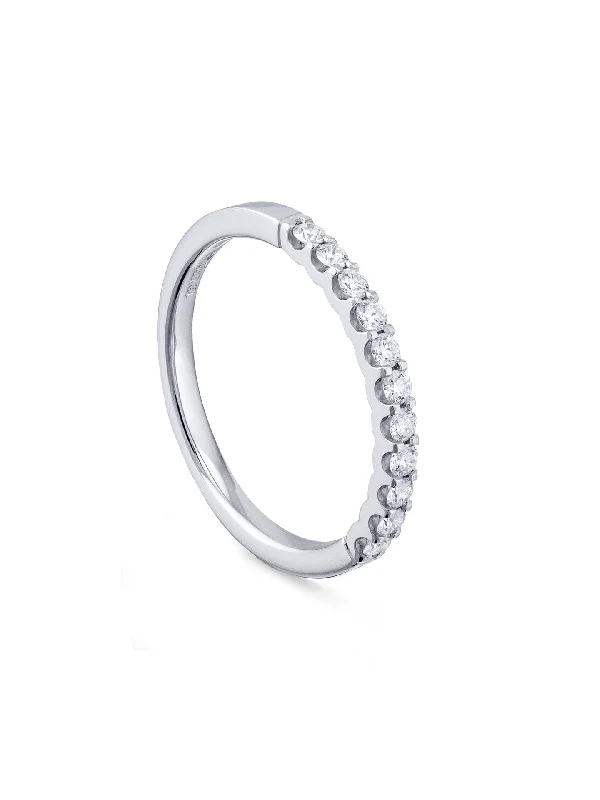 women’s eternity ring-Classic Evermore Half Hoop Platinum Diamond Eternity Ring