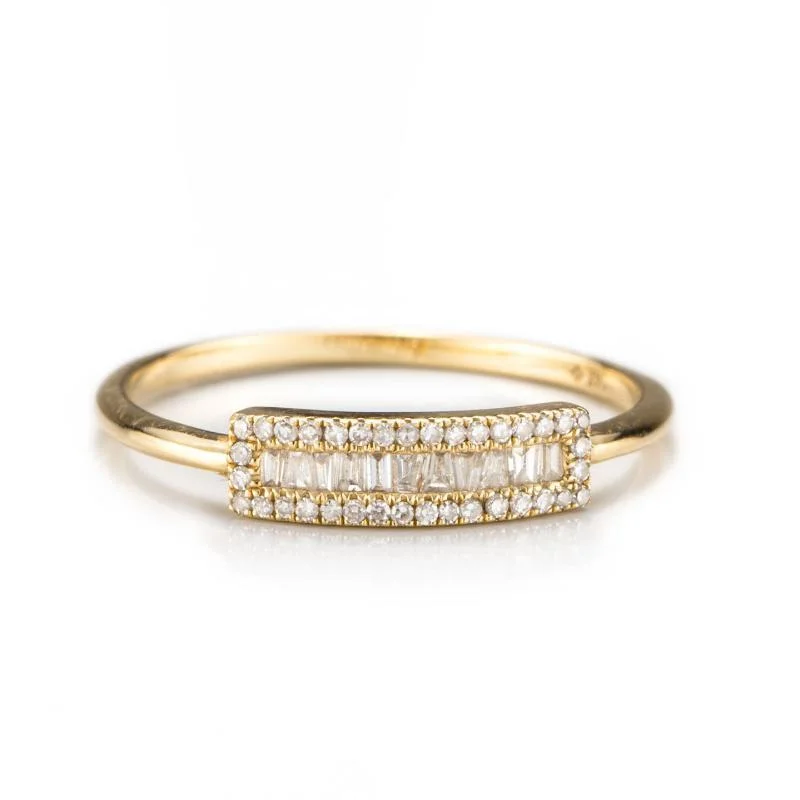 women’s halo ring-Baguette Petite Shield Ring