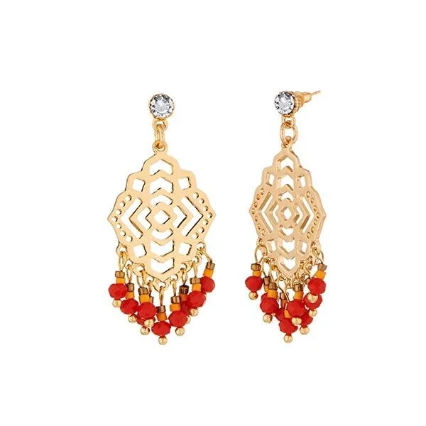 women’s bridal gold earrings-Urthn Austrian Stone Gold Plated Dangler Earrings