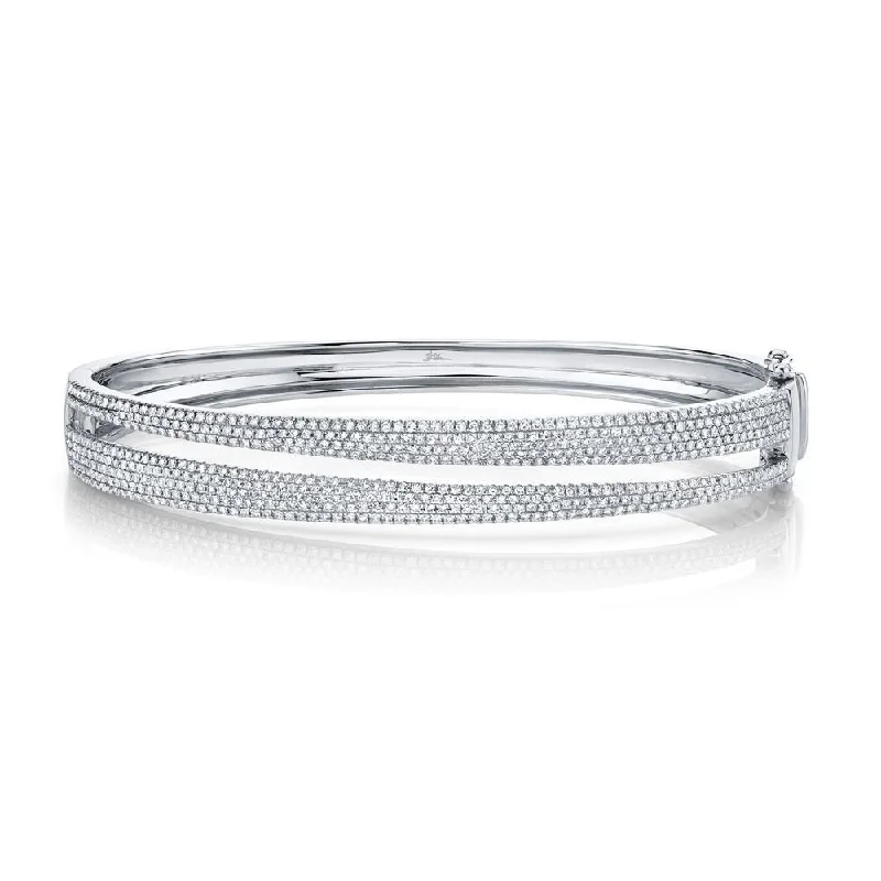 women’s leather bracelet-14K White Gold Diamond Pave Split Bangle