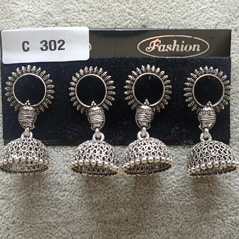 women’s trendy earrings-Tahura Oxidized Plated Pack Of 24  Jhumki Earrings - TAHEAR93