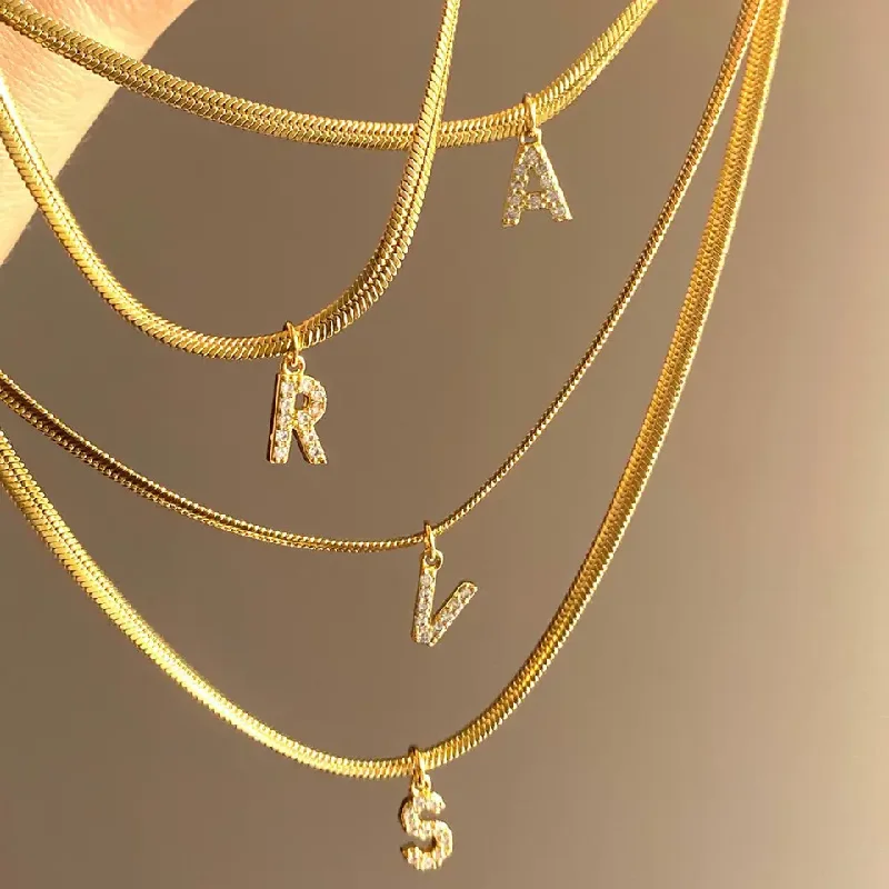 women’s fancy chain necklace-Initial Letter Necklace