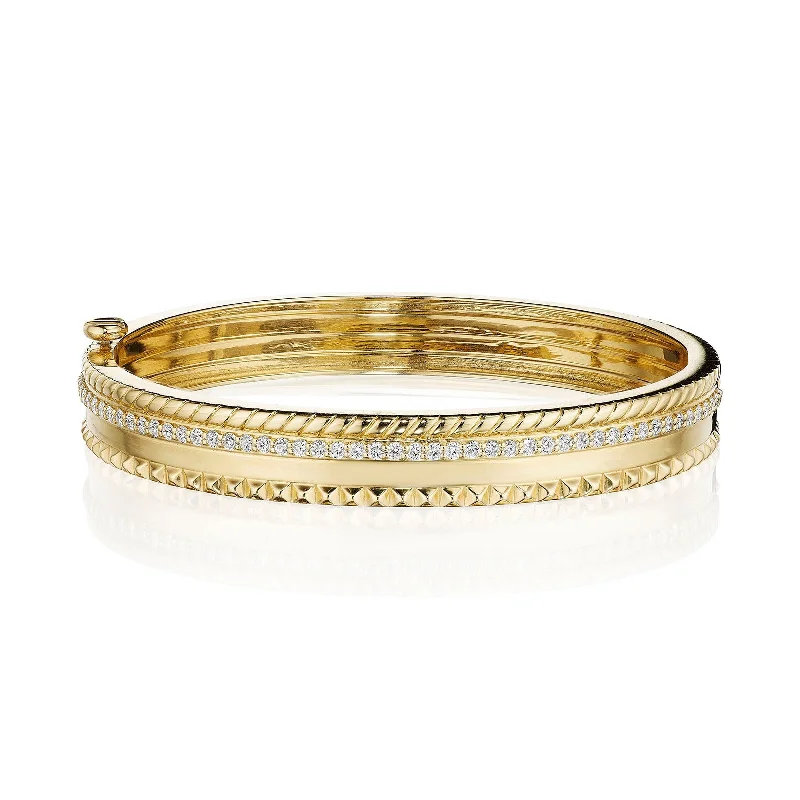 women’s statement bangles-4-Row Stack Bangle with Diamonds