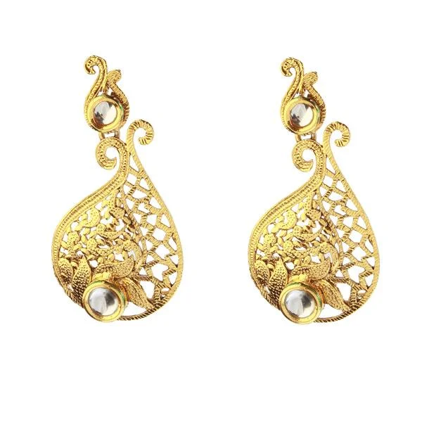 women’s designer earrings-Kriaa Kundan Gold Plated Zinc alloy Dangler Earring