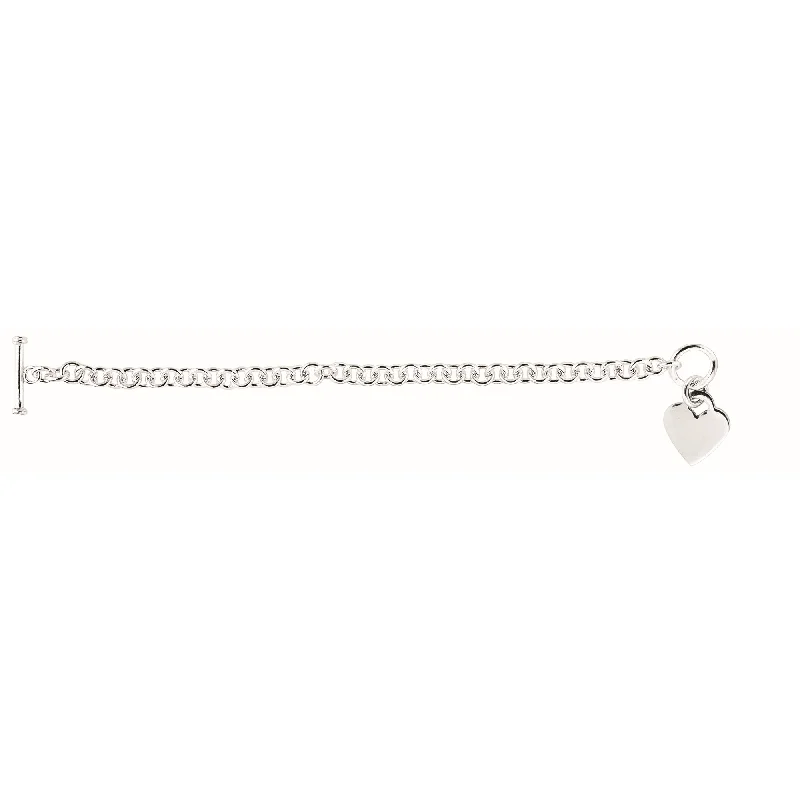 women’s elegant bracelet-Silver Small Heart Toggle