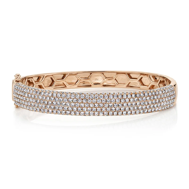 women’s cuff bangle-14K Rose Gold Diamond Pave Thick Bangle