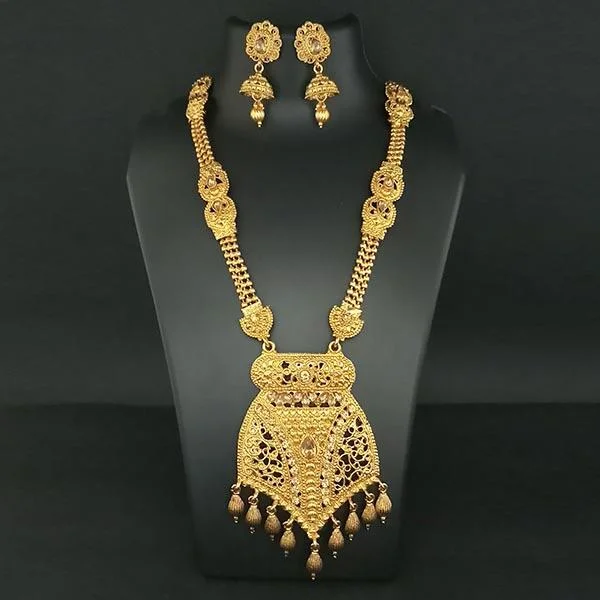 women’s statement necklace-Utkrishtt Gold Plated  Haram Necklace Set