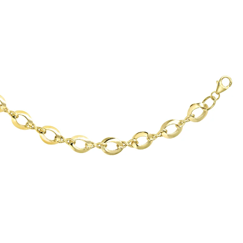 women’s adjustable cuff bracelet-14K Gold Polished Oval Link Chain