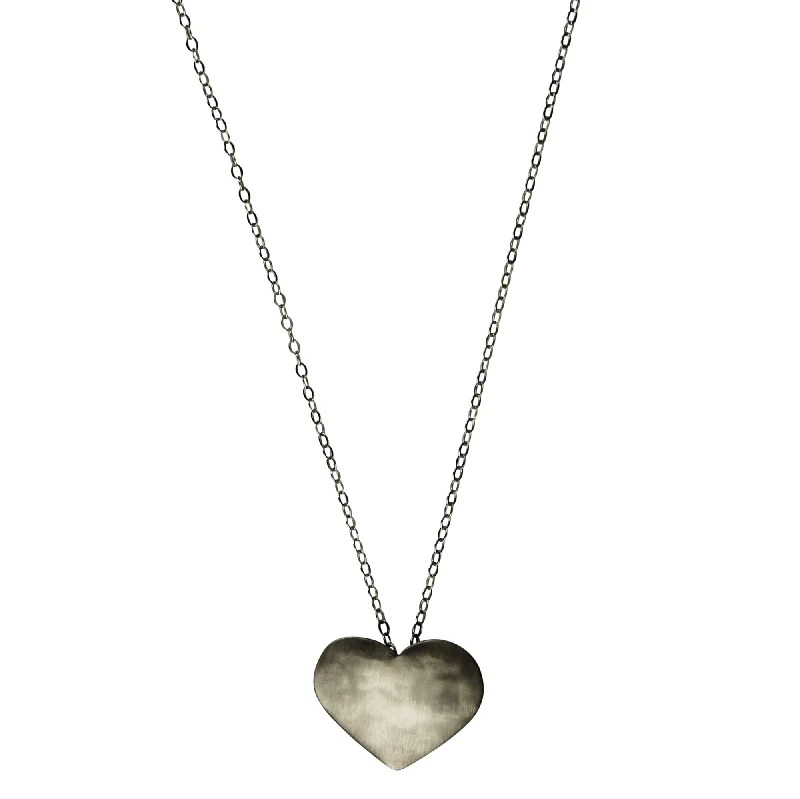 women’s long chain necklace-Gia Heart Necklace, Silver