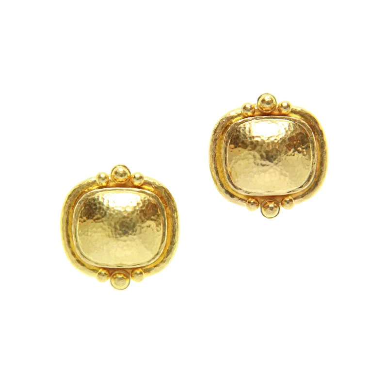 women’s clip-on earrings-Gold Horizontal Cushion Earrings