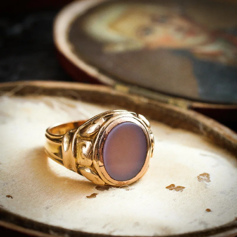 women’s chunky ring-Impressive Date 1922 Gents 15ct Sardonyx Signet Ring