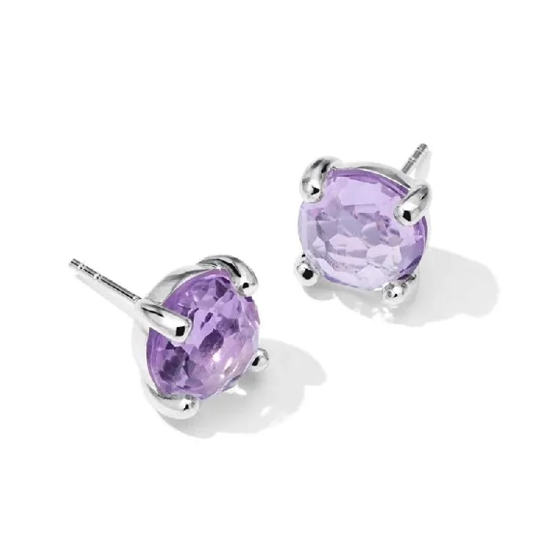 women’s silver hoop earrings-Amethyst Rock Candy Mini Stud Earrings