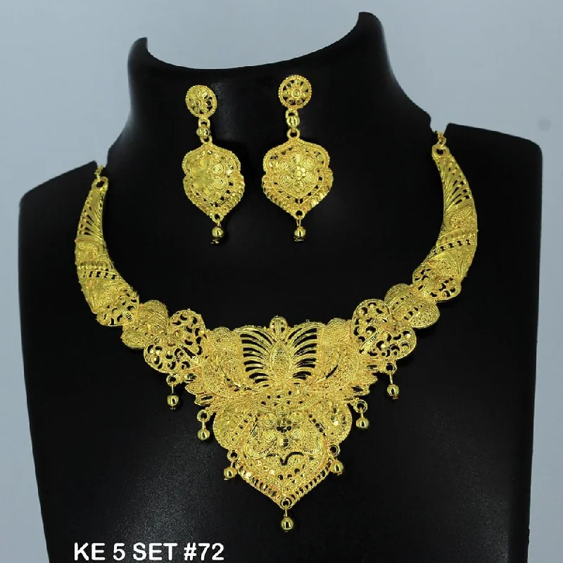 women’s stylish necklace-Mahavir Forming Gold Necklace Set   - 36- KE- 5