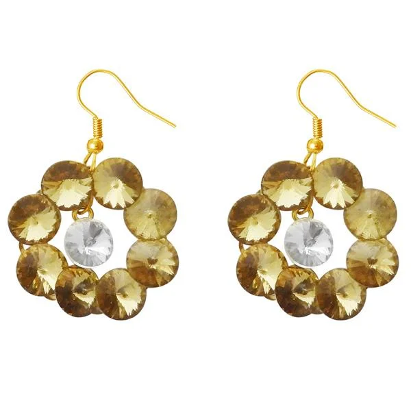 women’s ethnic earrings-Kriaa Brown Resin Stone Gold Plated Dangler Earrings - 1311412H