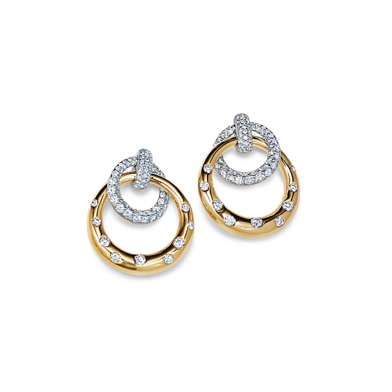 women’s emerald earrings-Interlocking Circle Earrings with Diamonds