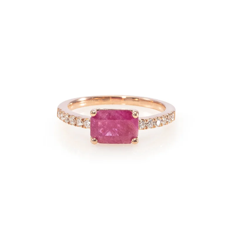 women’s designer ring-Emerald Cut Ruby Ring