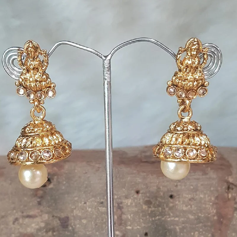 women’s crystal earrings with studs-Shreeji Gold Plated Jhumki Earrings