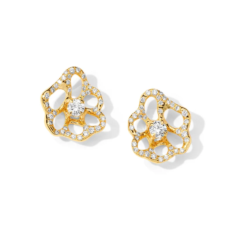 women’s custom earrings-Diamond Stardust Drizzle Flora Mini Stud Earrings