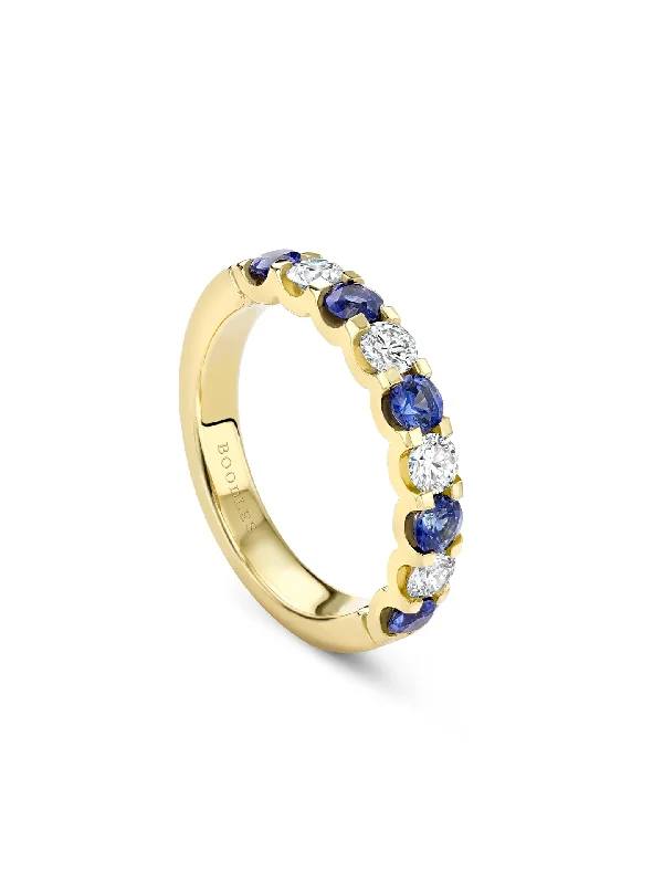 women’s vintage engagement ring-Classic Evermore Sapphire Diamond Yellow Gold Eternity Ring