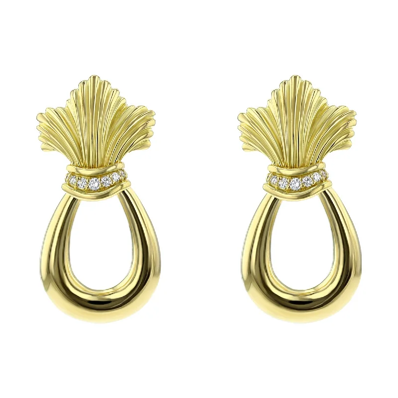 women’s hoop earrings-Suna 18K Yellow Gold Diamond Doorknocker Earrings