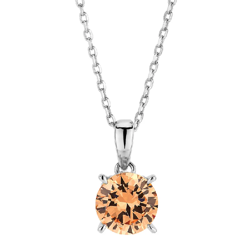 women’s unique pendant necklace-Round Brilliant solitaire necklace with 1.34 carats* of diamond simulants in sterling silver