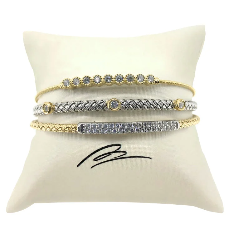 women’s trendy bracelet-Basket Weave Stack