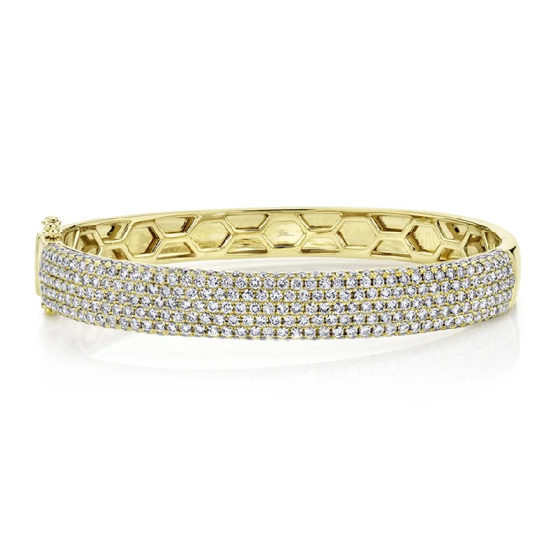 women’s tennis bangle-14K Yellow Gold Diamond Pave Thick Bangle