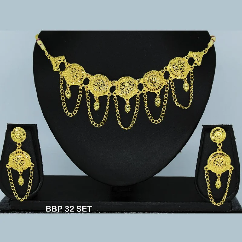 women’s simple chain necklace-Mahavir Forming Gold Necklace Set  - BBP SET 32