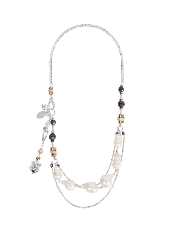 women’s eternity circle necklace-Baroque Pearl Trapeze Necklace