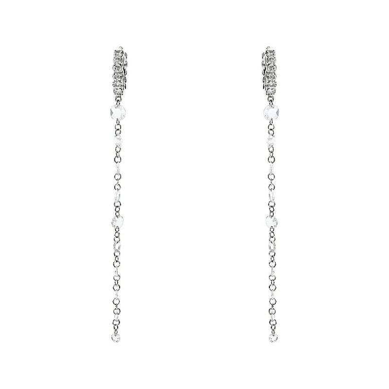 women’s multi-stone earrings-The Cien Rosecut Diamond Drop Earrings