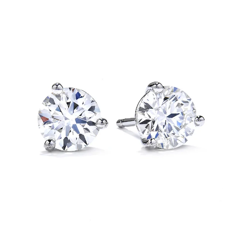 women’s butterfly-shaped earrings-Three-Prong Stud Earrings