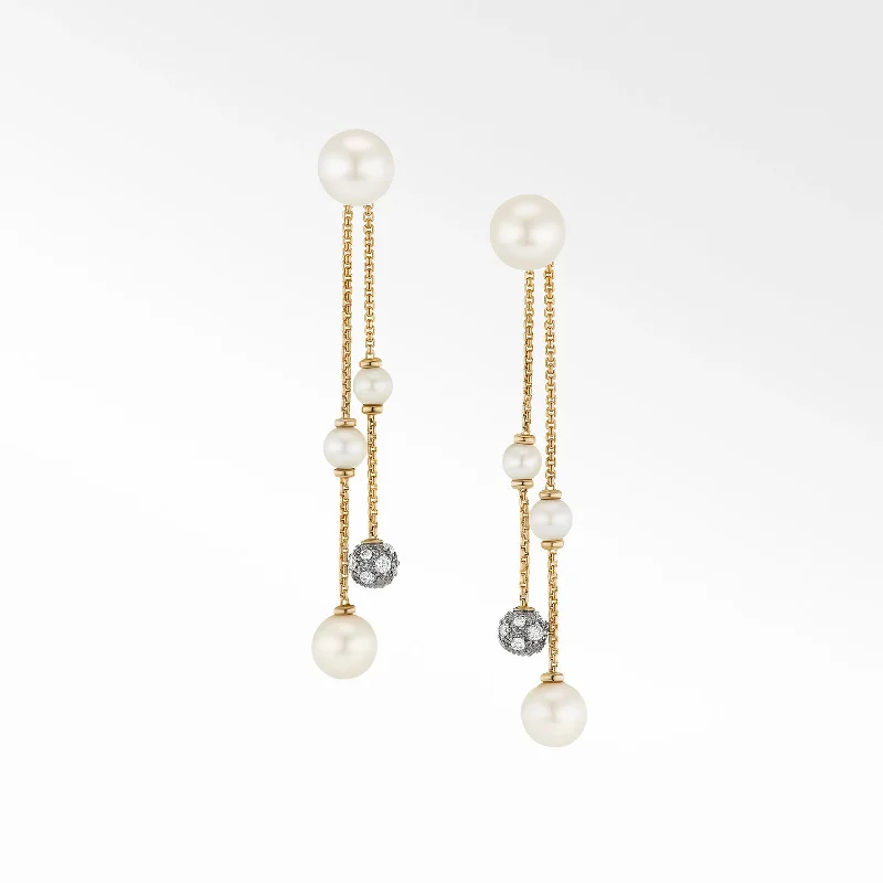 women’s hoop silver earrings-Pearl and Pavé Two-Row Drop Earrings