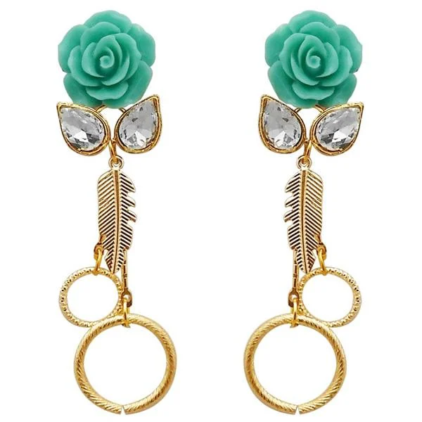 women’s crystal earrings-Kriaa Resin Stone Gold Plated Floral Dangler Earrings - 1311409D