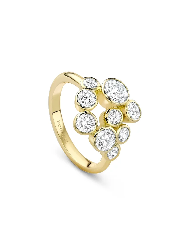 women’s retro ring-Raindance Yellow Gold Diamond Cluster Ring