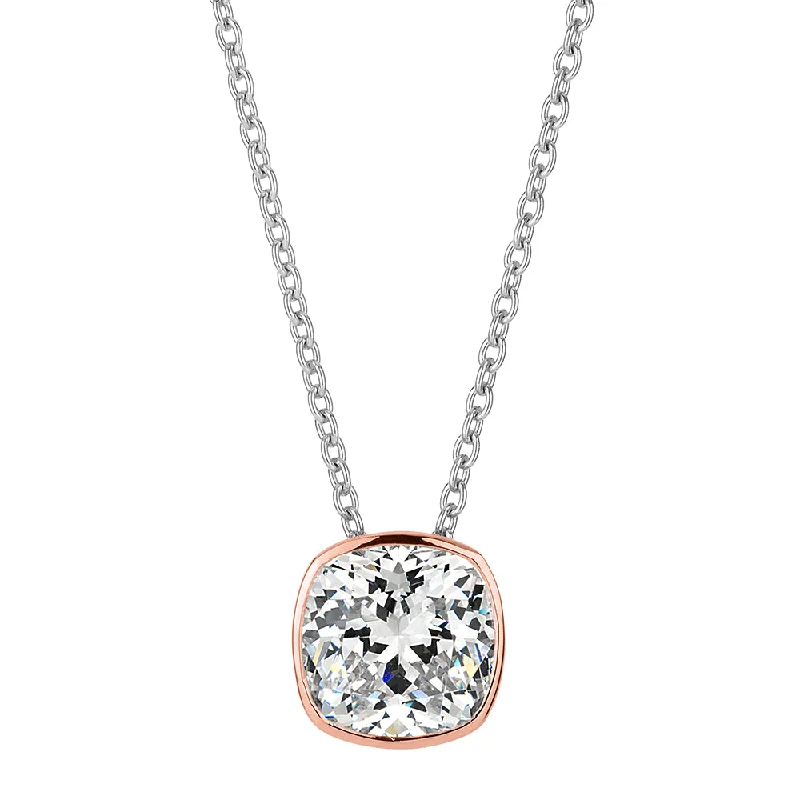 women’s multi-stone necklace-Necklace with 0.76 carats* of diamond simulants in 10 carat rose gold and sterling silver