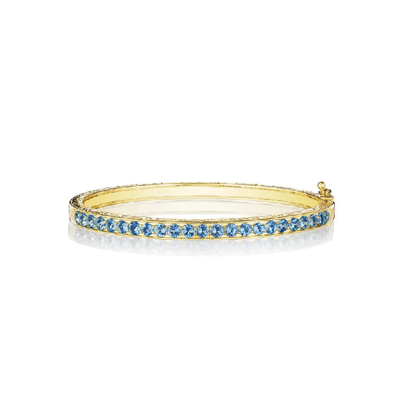 women’s slim bracelet-Aquamarine Bangle