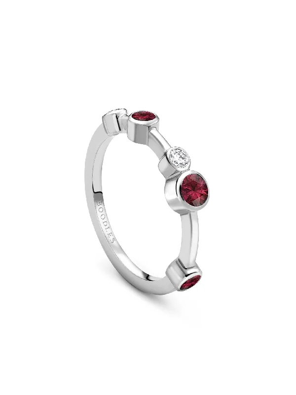 women’s anniversary ring-Raindance Half-Hoop Platinum Ruby Ring