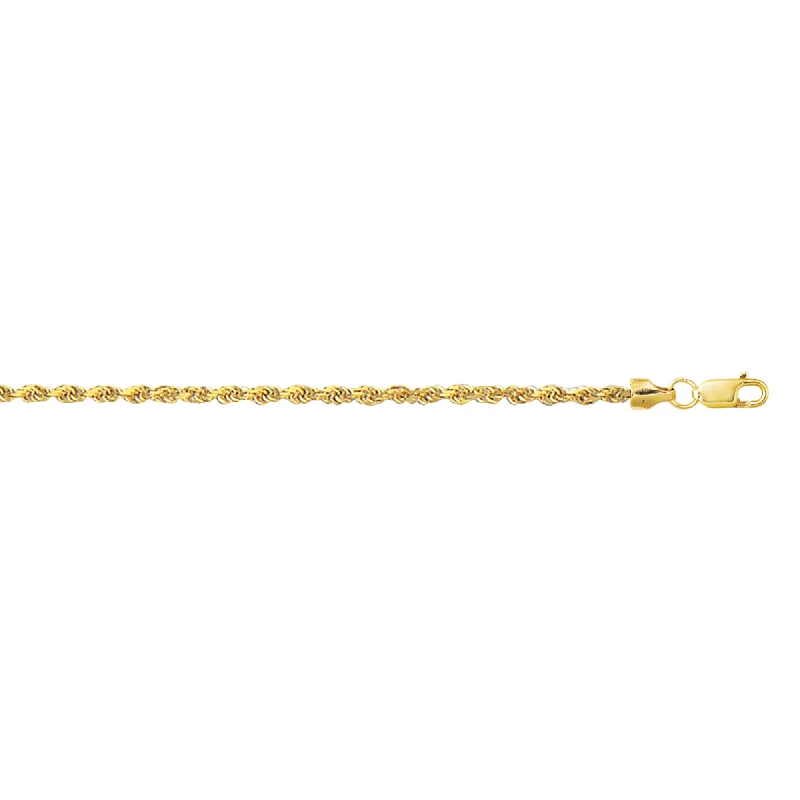 women’s cuff bangle-10K Gold 2.0mm Lite Rope Chain