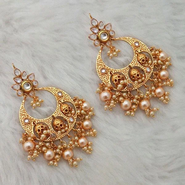 women’s bridal gold earrings-Kriaa Gold Plated AD Stone Dangler Earrings - 1312934B