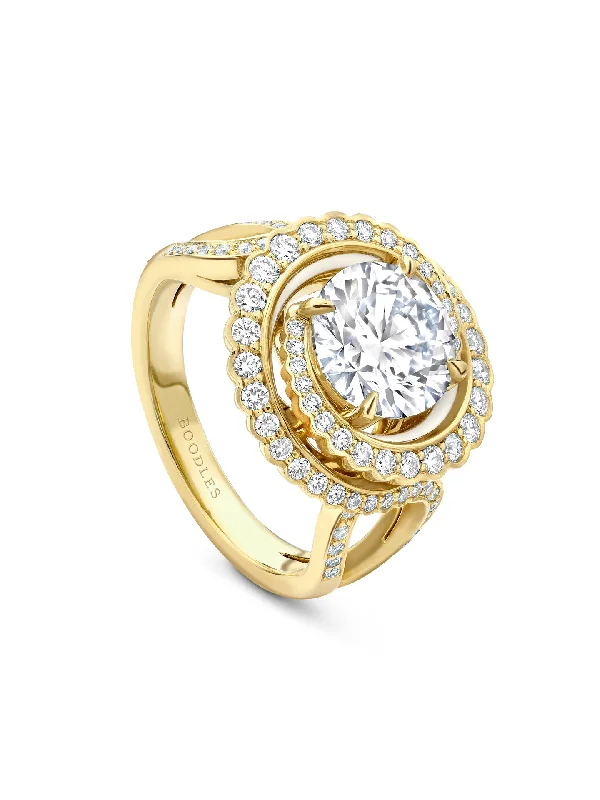 women’s diamond wedding ring-Monaco Diamond Yellow Gold Ring