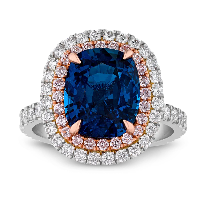 women’s gemstone wedding ring-Unheated Cobalt Blue Vietnam Spinel Ring, 5.02 carats