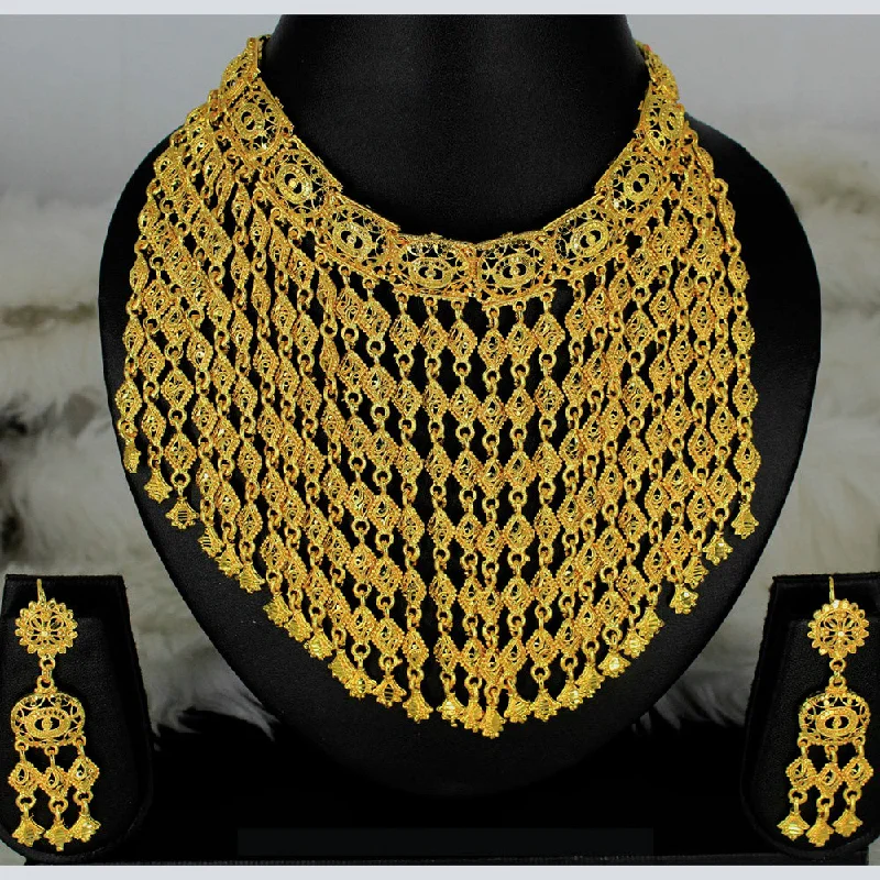 women’s gothic necklace-Mahavir Forming Gold Necklace Set  - MARTASHA Set 5115