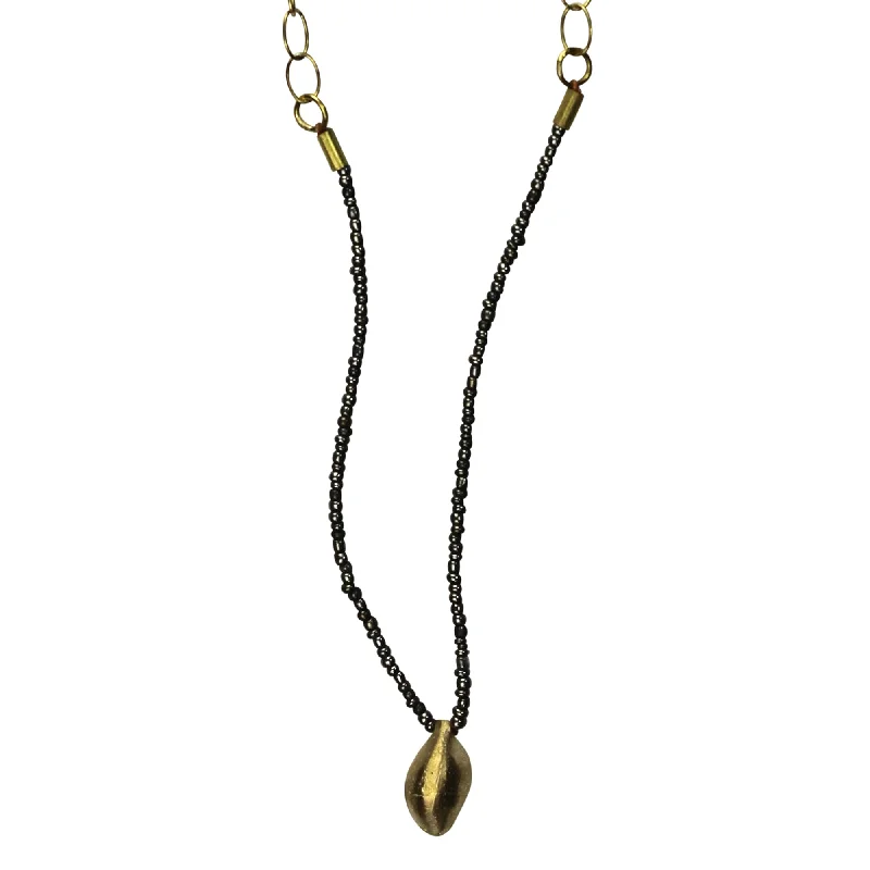 women’s chunky necklace-Necklace, Cast Brass Pod