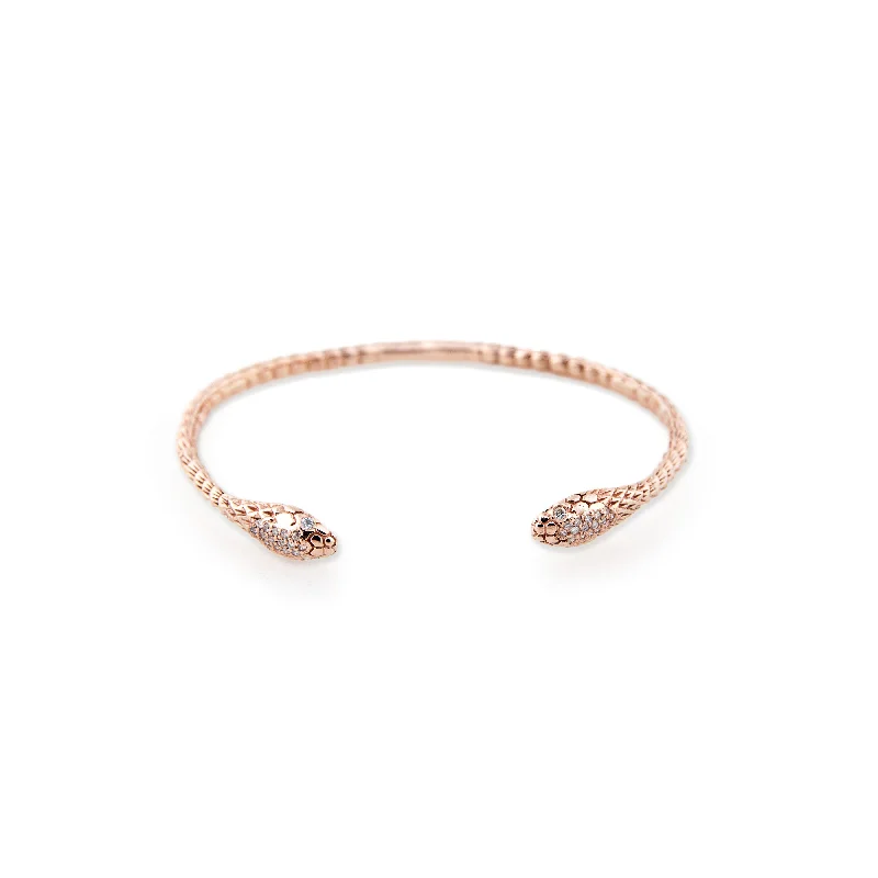 women’s tennis bangle-DOUBLE PAVE HEAD SNAKE CUFF