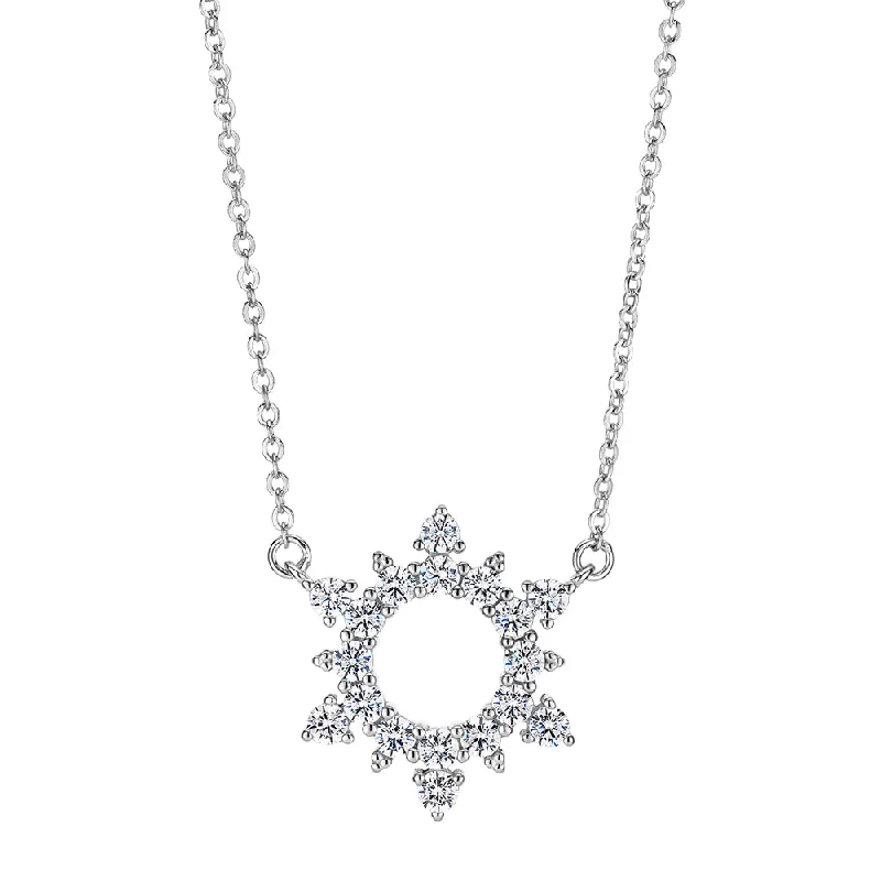 women’s cross necklace-Round Brilliant diamond simulant necklace in sterling silver